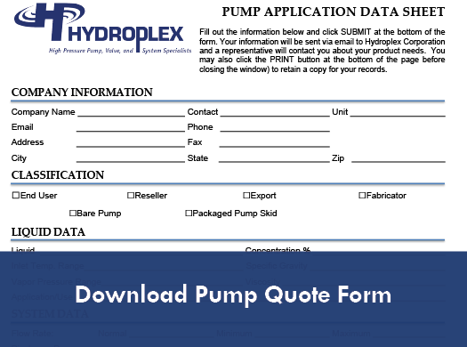 Hydrostatic Test Pump, High Pressure Test Pump, Methanol Injection Pump, High Pressure Triplex Pump, Well Equalization Pump, HPU Charge Pump