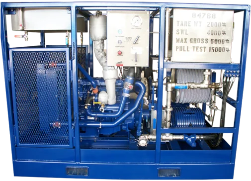 High Pressure Pump Skid Package, HTU High Pressure Test Unit, Hydrostatic Test Unit, Pump Performance Testing, high pressure test pump packages, hydraulic motor driven units